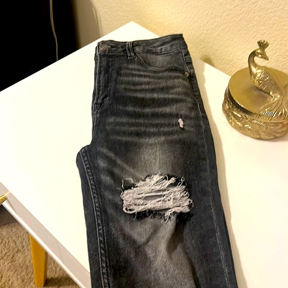 Risen Worn Black Denim.